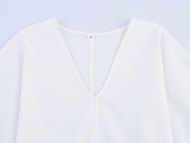 2 Colorway v Neck Long Sleeve Solid Color Casual Fashion Tops Blouse for Women
