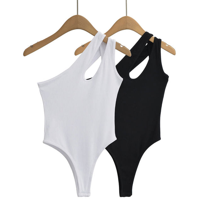 2 Colorway Front Hollow Out Solid Color Sleeveless Casual Fashion Women's One Piece Jumpsuit