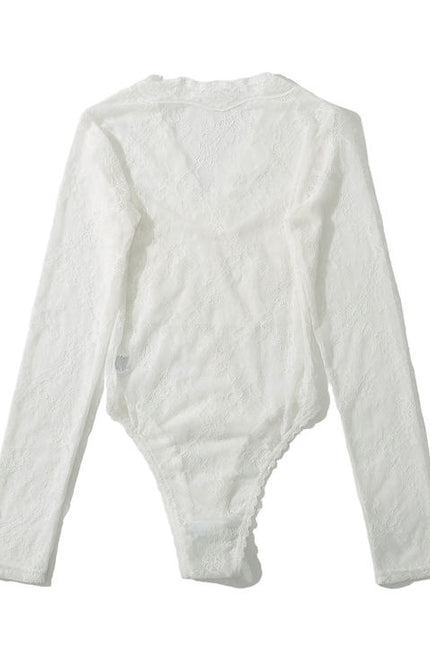 2 Colorway v Neck Long Sleeve Solid Color Floral Lace Casual Fashion Women's One Piece Jumpsuit