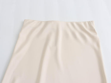 23 Colorway Solid Color Elastic Waist Silky Casual Fashion Satin Long Skirts for Women