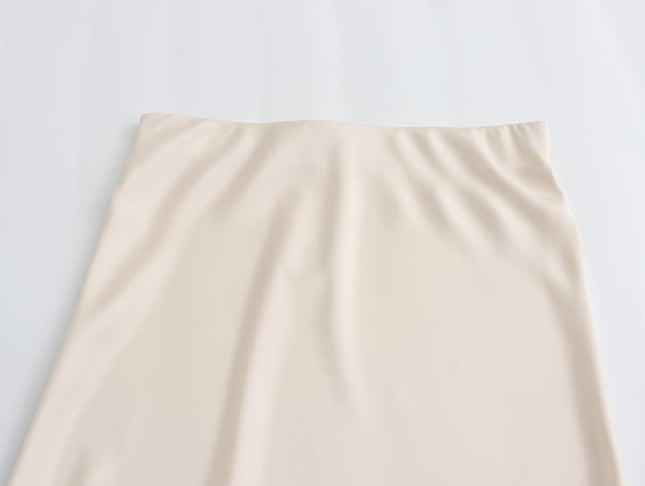23 Colorway Solid Color Elastic Waist Silky Casual Fashion Satin Long Skirts for Women
