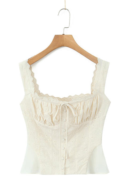Shoulder Strap Front Lace up tank Top Beige Color Long Skirt Casual Fashion Cotton Women 2 Piece Set