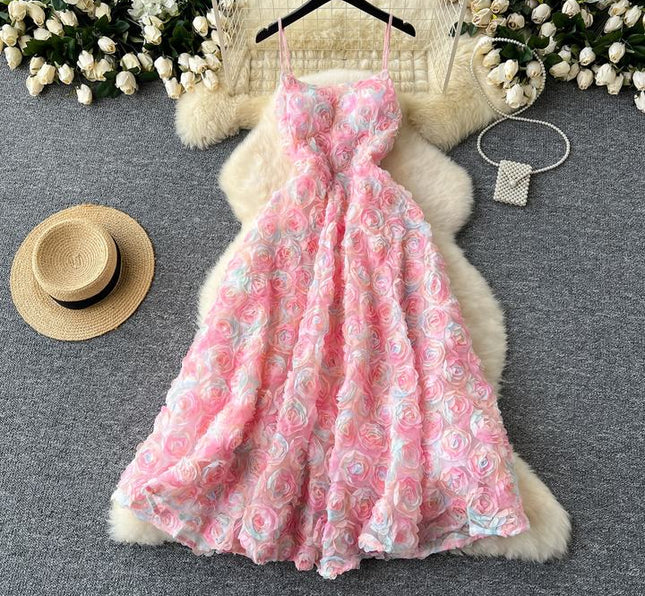 New Sleeveless Spaghetti Slip Dress Summer Halter High Waist Ladies Casual Dress Clothes Women