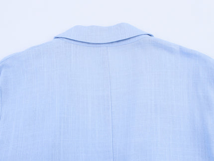 Notched Collar Long Sleeve Blue Color Single Button Casual Fashion blazer Jacket for Women