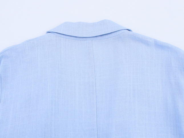 Notched Collar Long Sleeve Blue Color Single Button Casual Fashion blazer Jacket for Women