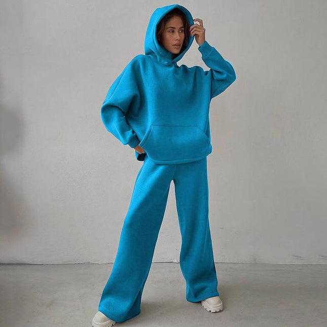 PASUXI Spring New Fashion Casual Suit Two Pieces of Loose Long Sleeve Hoodies Wide Leg Pants Sports Jogger Sets