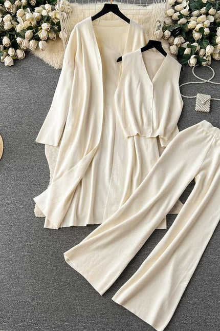 Autumn Basics 3 Piece Set Women Top Dress Set Wholesale
