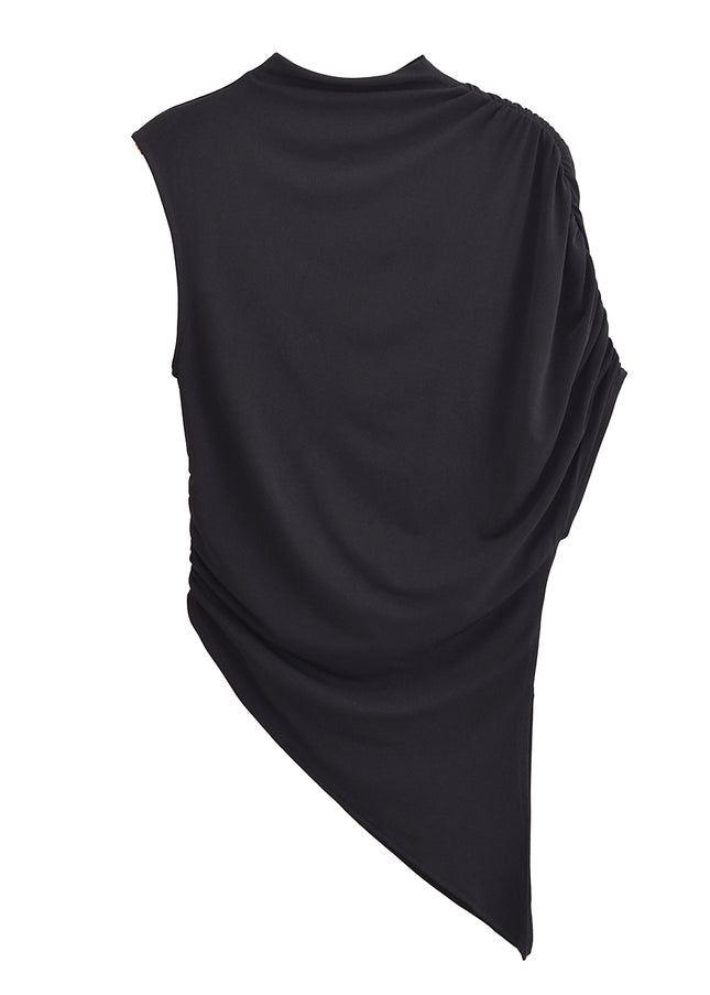 3 Colorway Solid Color Sleeveless Crew Neck Asymmetrical Design Casual Fashion Tops Blouse for Women