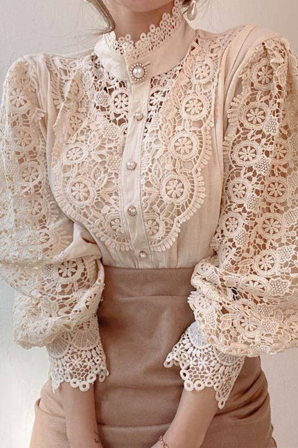 Hot Sale Women Clothing Lace Floral Ladies Tops Shirt