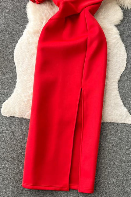 Haute Party Women Summer French Slant Neck Strapless High Waist Banquet Long Dresses