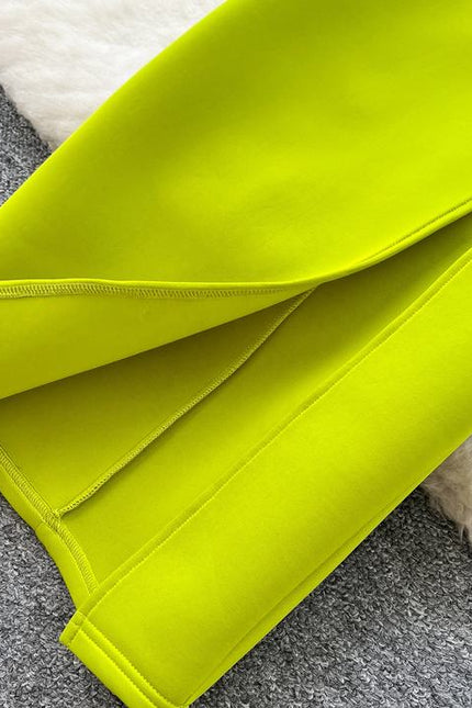 Women's Green V-Neck Ruffle Patchwork Flared Sleeve Split Party Dresses