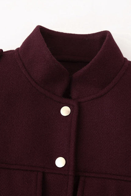 Stand Color Long Sleeve Single Breasted Front Pockets Casual Fashion Jacket for Women