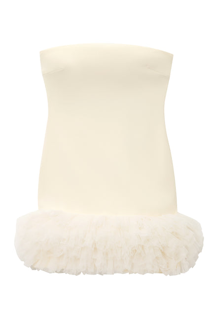 Strapless Yellow Color Casual Fashion Summer Mini Dress for Women