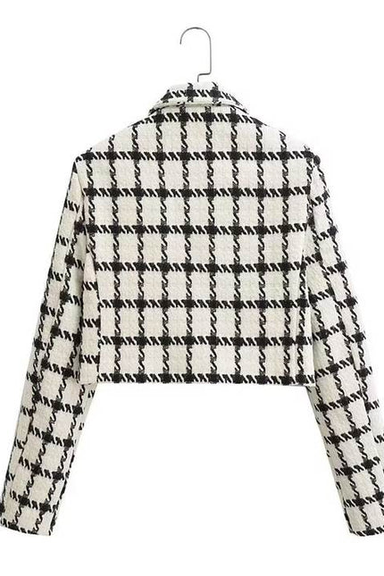 4 Colorway Solid Color Plaid Pattern Double Breasted Long Sleeve Casual Fashion blazer Jacket for Women