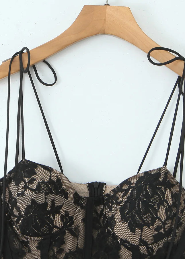 2 Colorway Solid Color Floral Lace Spaghetti Strap Casual Fashion Summer Mini slip Dress for Women