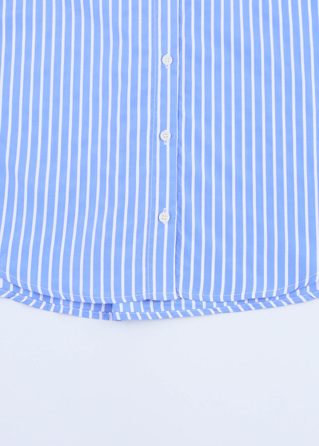 3 Colorway Striped Print Turn Down Collar Buttons up Long Sleeve Casual Fashion Tops Blouse for Women