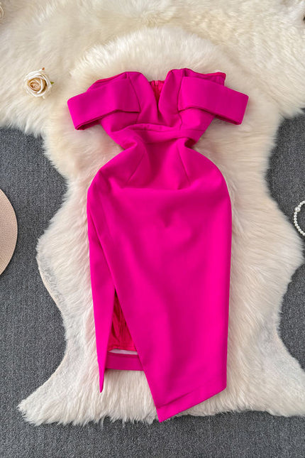 Moda feminina New Arrivals Sexy One Neck Strapless Slim Split Vestidos Vestidos