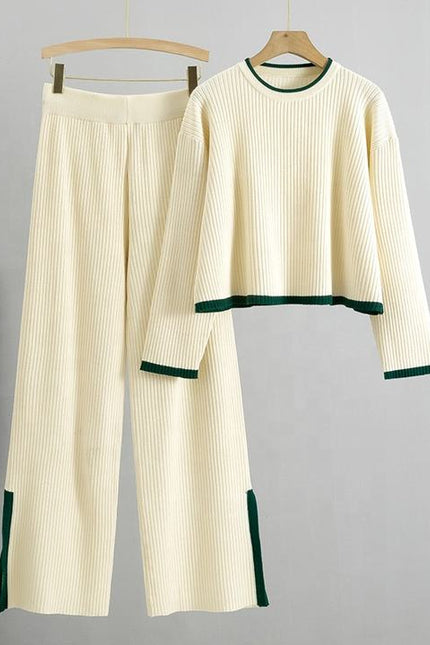 Knitted Set Women's Autumn Sweater Wide Leg Pants Two-piece Set