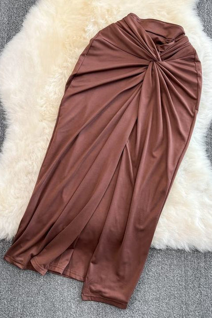 Summer Sexy Suit Women's Hanging Neck Cross Wrap Chest Top Split Wrap Hip Middle Length Skirt Two-piece Set
