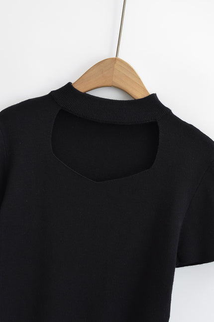 2 Colorway Front Hollow Out Solid Color Short Sleeve Crew Neck Casual Fashion Women Plain t Shirt