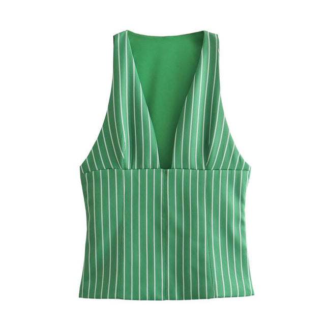 2 Colorway v Neck Zipper Fly Casual Fashion Hot Sale tank Tops for Women