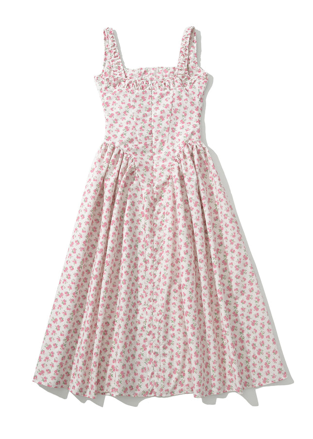2 Colorway Floral Print Shoulder Strap Hot Sale Casual Fashion Summer Long slip Dress for Women