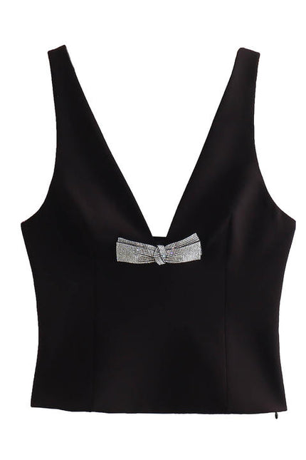 2 Colorway Solid Color Bow Tie Beading Casual Fashion Women's tank Tops