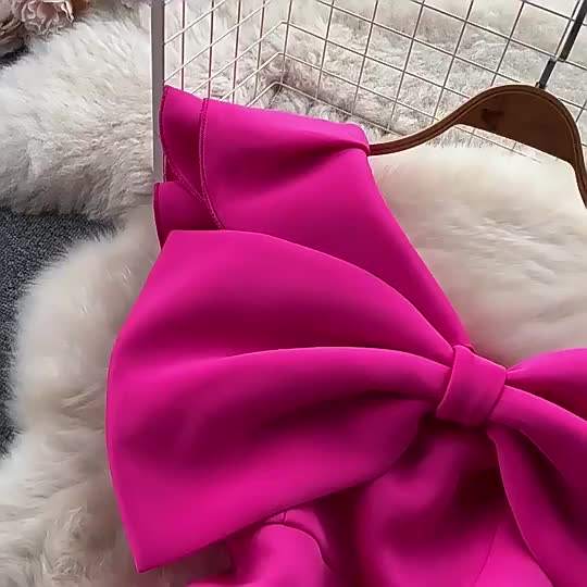 Summer New Sexy Irregular Bow Single Shoulder Diagonal Collar Bustier Tight Sleeveless Mini Dress