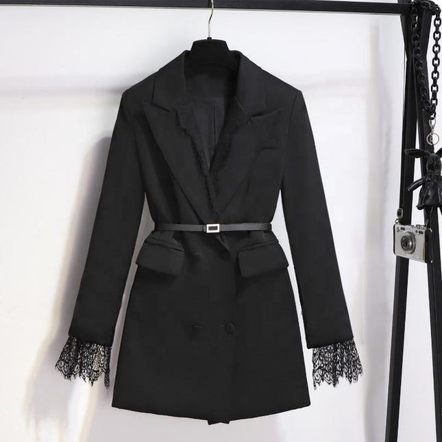 New Women's High-end Fashion Suit Jacket Dress Waist Cinching Show Slimming Temperament Suit Small Black Skirt