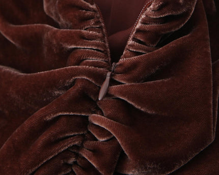 Brown Color Spaghetti Strap Front Pleated Casual Fashion Maxi slip Dress for Ladies