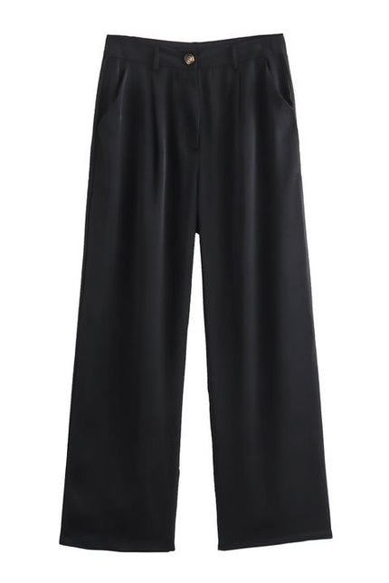 Strapless Black Color Double Breasted tank Top Long Pants Casual Fashion Women 2 Piece Set