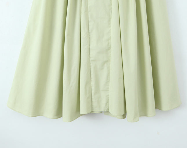 2 Colorway Solid Color Back Hollow Out Sleeveless Casual Fashion Cotton Halter Dress for Women