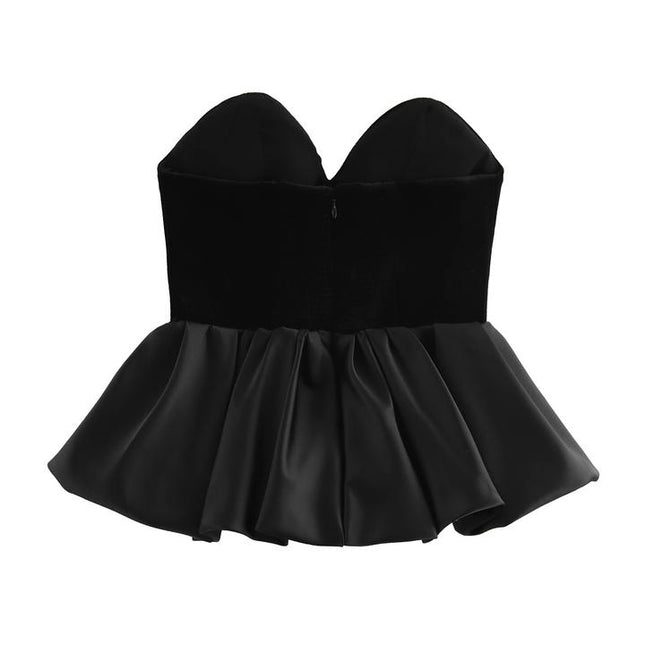 Askısız siyah renk kolsuz fermuar Fly Casual moda mütevazı bluz kadınlar için Tops