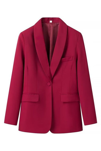 3 Colorway Solid Color Single Button Long Sleeve blazer Long Pants Casual Women 2 Piece Set