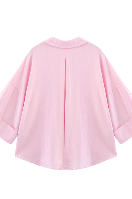 5 Colorway Buttons up Turn Down Collar Long Sleeve Casual Fashion Tops Blouse for Women