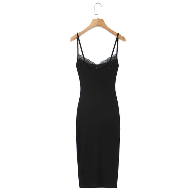 2 Colorway Spaghetti Strap Patchwork Design Solid Color Casual Fashion Summer Cotton Long slip Dress for Women