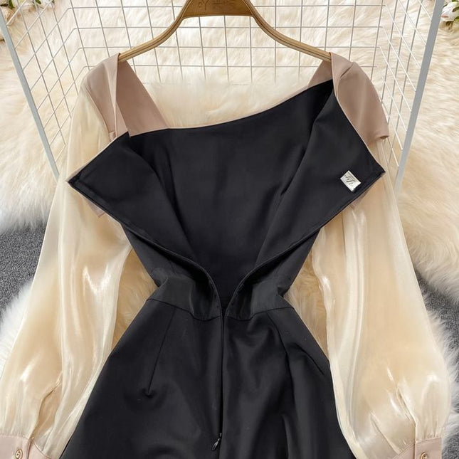 Fashion Long Sleeve Ruffle Women Spring Autumn High Waist Straight Wide Leg Jumpsuit