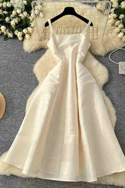 2024 New Design Sense Backless Retro Solid Color Women's Casual Dress Prom Dress