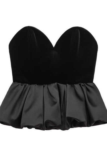Strapless Black Color Patchwork Design Casual Fashion Women's Crop tank Tops