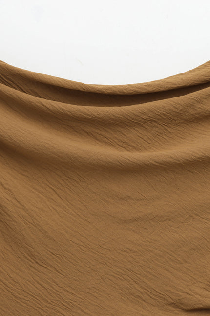 2 Colorway Asymmetrical Design Pleated Solid Color Crew Neck Casual Fashion Tops Blouse for Women