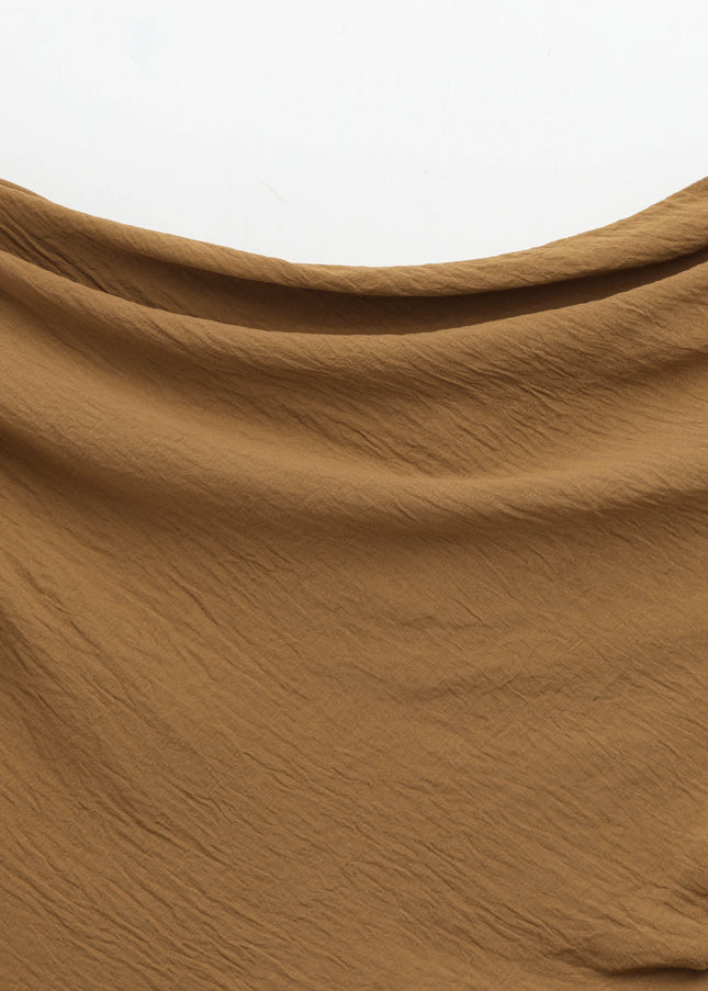 2 Colorway Asymmetrical Design Pleated Solid Color Crew Neck Casual Fashion Tops Blouse for Women
