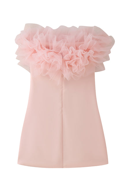 Strapless pink Color Hot Sale Casual Fashion Summer Mini Dress for Women