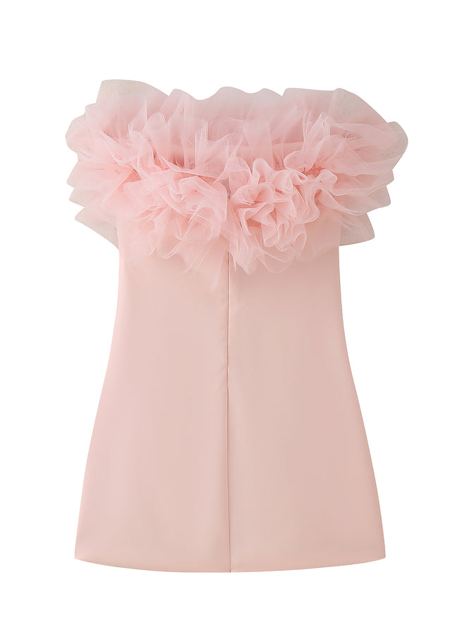 Strapless pink Color Hot Sale Casual Fashion Summer Mini Dress for Women