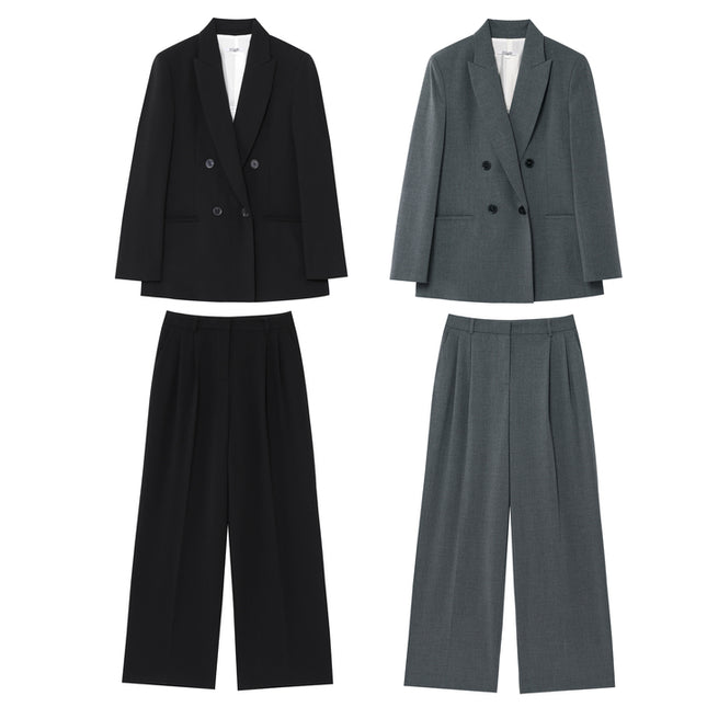 3 Colorway Notched Collar Double Breasted Solid Color Long Sleeve Casual Fashion blazer Jacket for Women