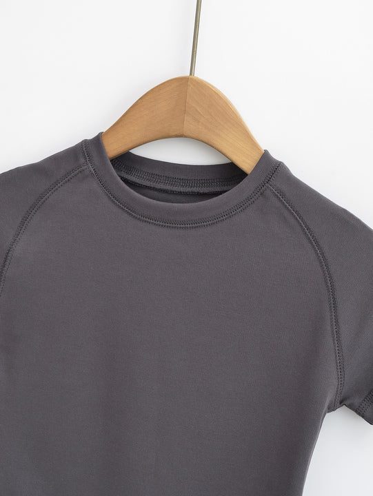 6 Colorway Crew Neck Solid Color Short Sleeve Knitted Casual Fashion Women Crop t Shirt