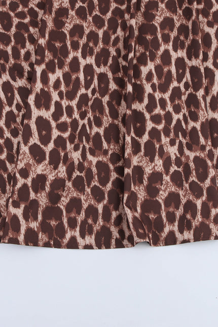 Animal Print Asymmetrical Design Brown Color Casual Fashion Summer Long Dress for Women