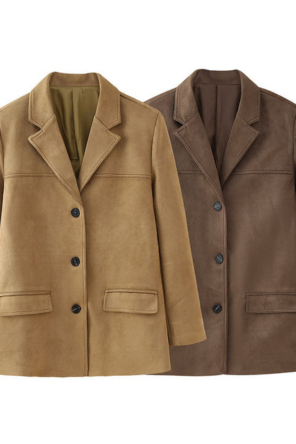2 Colorway Single Breasted Long Sleeve Solid Color Notched Collar Casual Fashion blazer Jacket for Women
