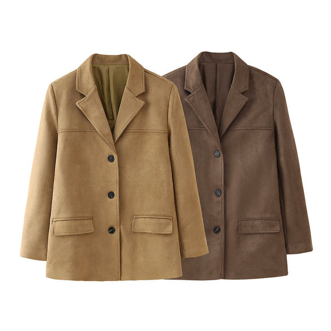 2 Colorway Single Breasted Long Sleeve Solid Color Notched Collar Casual Fashion blazer Jacket for Women
