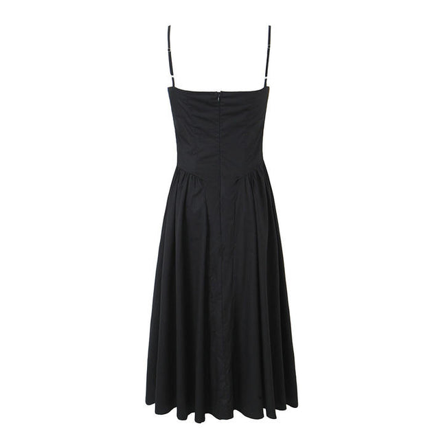 3 Colorway Solid Color Pleated Spaghetti Strap Casual Fashion Ladies Midi slip Dress