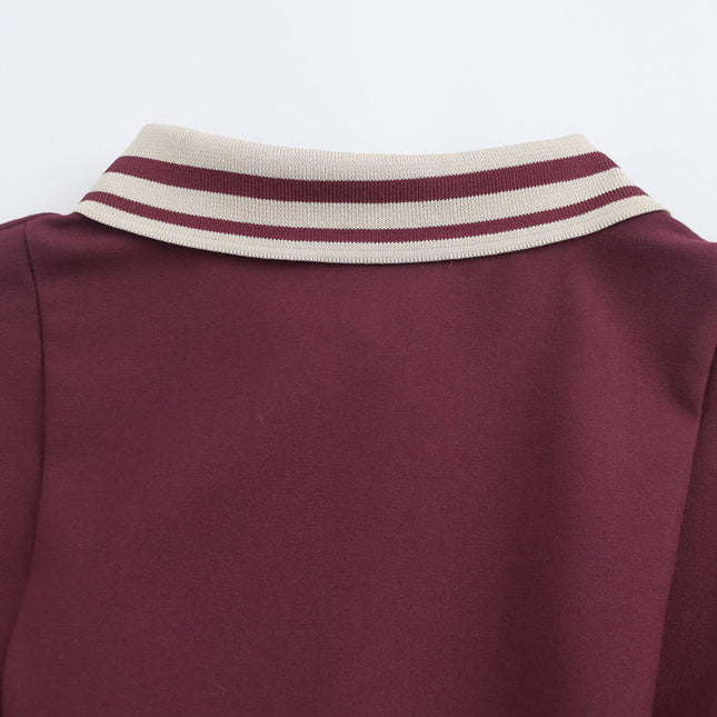 Turn Down Collar Short Sleeve Solid Color Bottom Pleated Casual Fashion Summer Mini Dress for Women